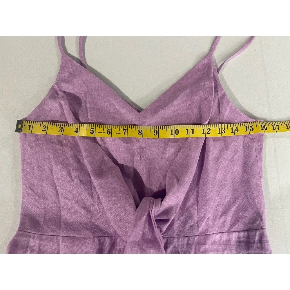 New MNG Mango 100% Linen Knot Sleeveless Jumpsuit Lilac Size Medium (US)